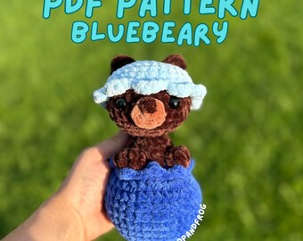Bluebeary Crochet Pattern – Blueberry Bear Amigurumi (PDF Pattern)