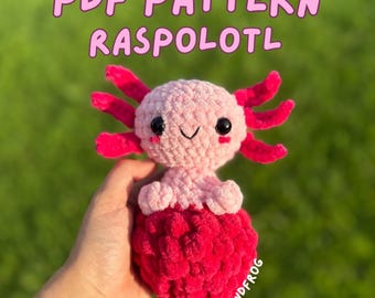 Raspberry Axolotl Crochet Pattern: No-Sew Amigurumi (PDF Pattern)