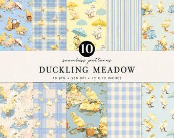 Duckling Days Seamless Pattern Bundle, Baby Duck Digital Paper, Spring Duck Pattern, Nursery Scrapbook Paper, Cottagecore