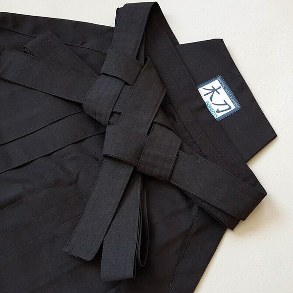 Hakama Bokuto japonais Deluxe noir pour Aikido Kendo Iaido