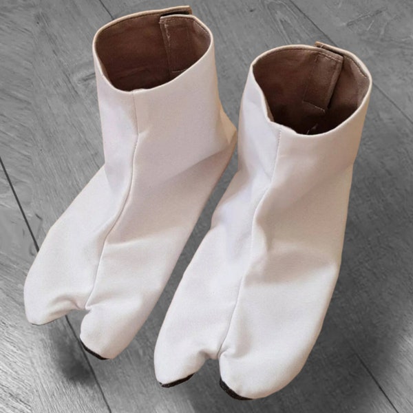 Japanese Tabi White Shoes with Hook and Loop Fastener