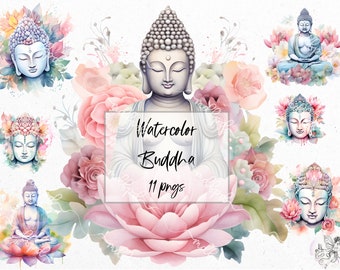 Watercolor Buddha Clipart: Serene Mystic PNGs (Digital Download)
