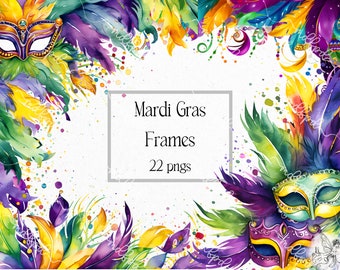 Mardi Gras Frames: Mardi Gras Frames clip art, Mardi Gras Frames pngs, Mardi Gras Frames for Mardi Gras themed photos, invitations and more.