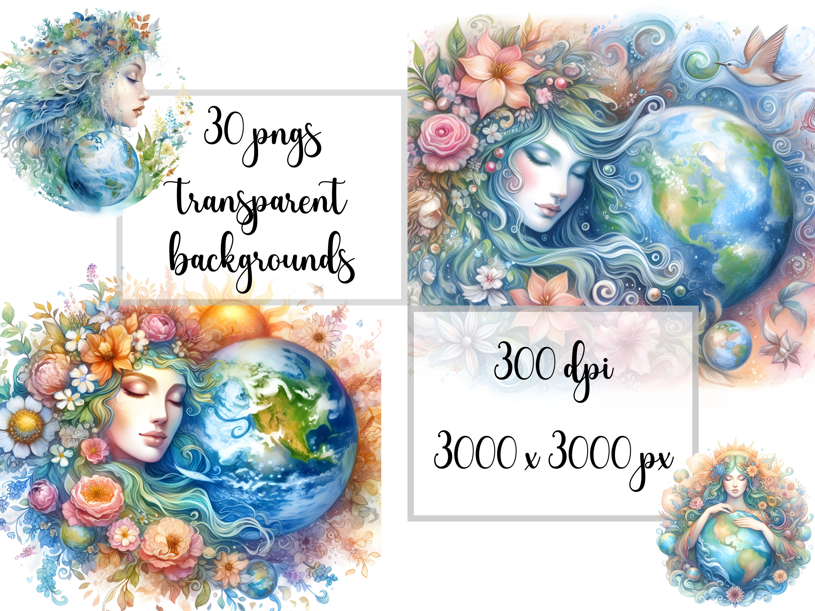 Gaia: Watercolor Gaia Clipart Gaia Png Mother Earth Clipart Mother ...