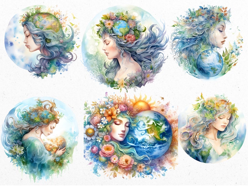 Gaia: Watercolor Gaia Clipart Gaia Png Mother Earth Clipart Mother ...