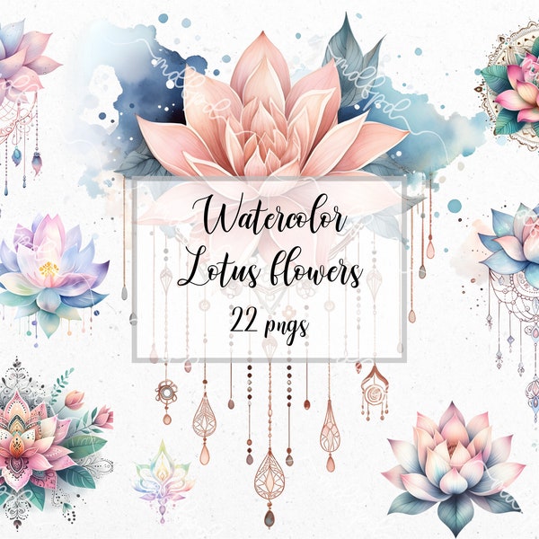 Watercolor Lotus Flowers: watercolor lotus flower png, watercolor lotus flowers clipart, with transparent backgrounds.