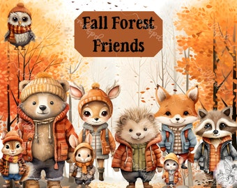 Woodland Animals Clipart: Watercolor Forest Friends (PNG Digital Download)
