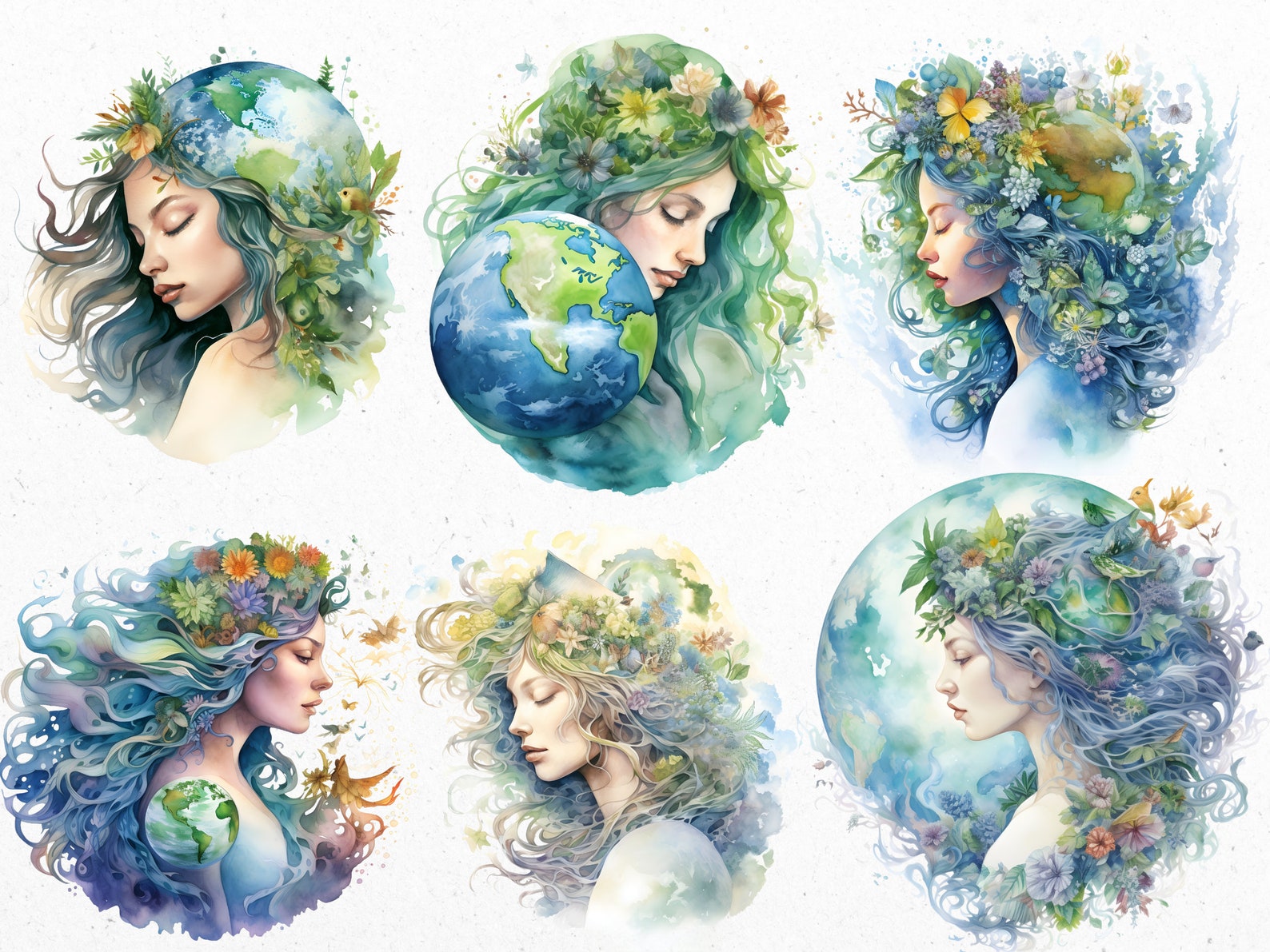 Gaia: Watercolor Gaia Clipart Gaia Png Mother Earth Clipart Mother ...