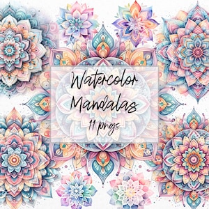 Aquarel mandala's: pastel aquarel mandala png, aquarel mandala clipart, met transparante achtergronden.