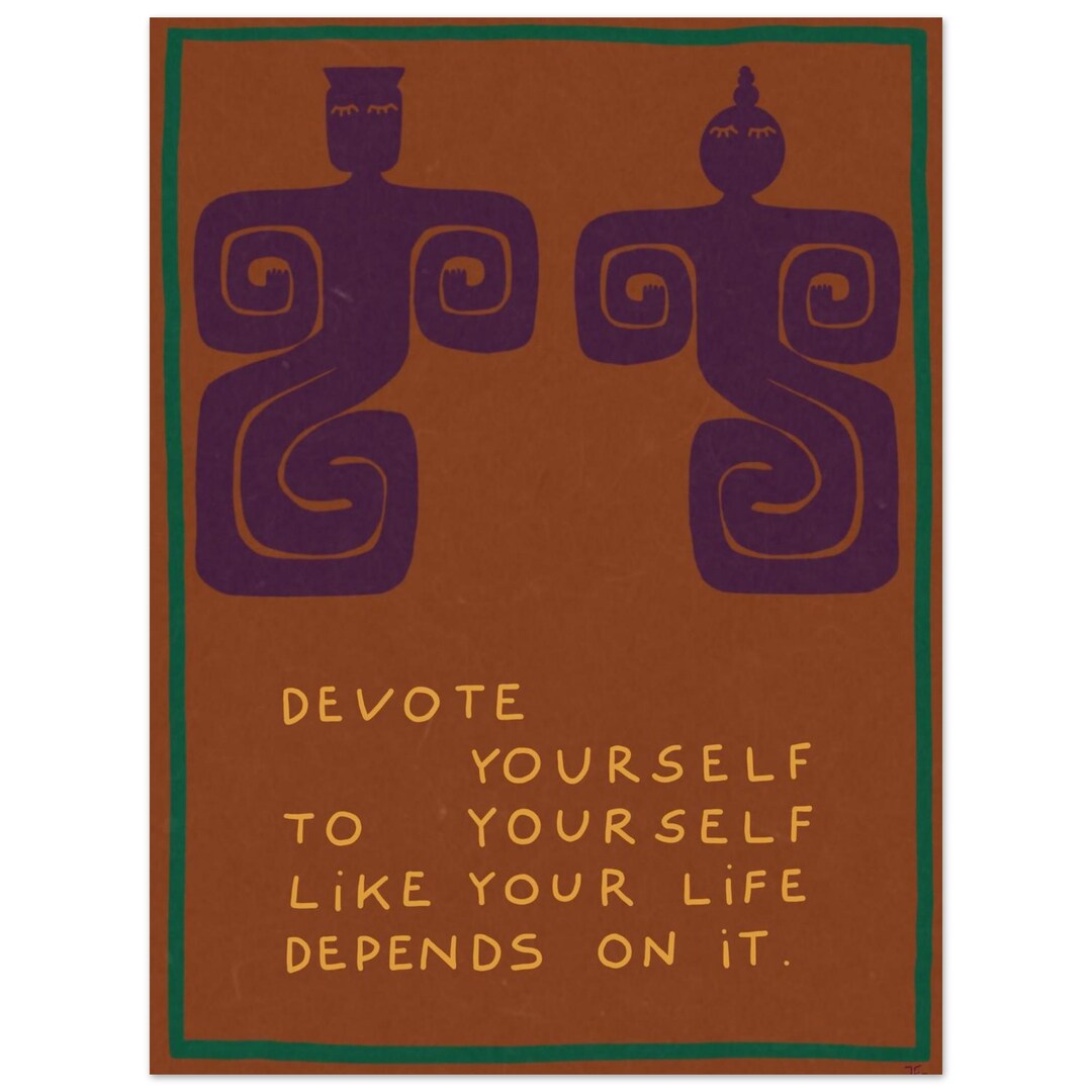 Wall Devote DEVOTE YOURSELF Art Print | Self Love Quote Poster | Abstract Figure ...
