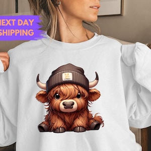 Highland Cow Sweatshirt, Highland Cow Crewneck, Cute Cow Hoodie, Western Crewneck, Highland Cow Sweater, Cow Gifts, Cow Crewneck