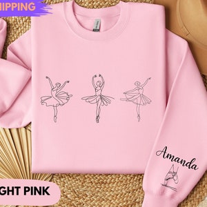 Personalized Name Ballet Sweatshirt, Custom Ballerina Sweater, Ballerina Hoodie, Dance Teacher Gift, Dance Mom Crewneck, Gift For Dancer