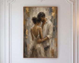 Elegant Couple Canvas Print, White Dress Romantic Wall Art, Wedding Anniversary Gift