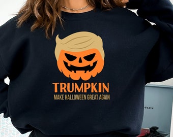 Halloween Trumpkin Make Halloween Great Again Sweatshirt, Family Matching Halloween Sweater, Trendy Halloween, Funny Halloween Crewneck