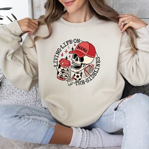 Living Life on the Bleachers Mama Sweatshirt, Skull Hoodie, Skellington Coffee, Sports Mama Sweater, Gift For Mama, Wrestling Mama Crewneck