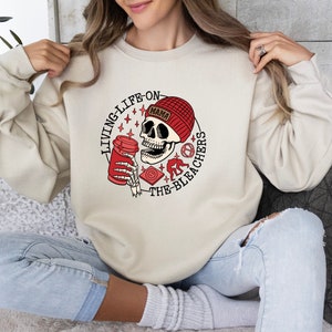 Living Life on the Bleachers Mama Sweatshirt, Skull Sweater, Skellington Coffee Hoodie, Sports Mama Sweater, Gift For Mama, Mama Tee