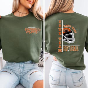 Custom Football Mom Sweatshirt, Personalized Football Sweatshirt, Your Name Football Sweatshirt, Number Sweatshirt, Game Day Sweatshirt