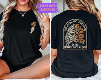 Floral Skeleton Ribcage T-Shirt, Country Music Graphic Tee, Boho Western Style