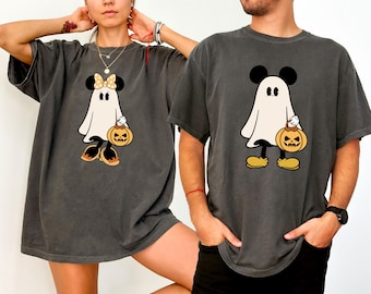 Comfort Colors® Halloween Couple Shirt | Cute Ghost Mouse Couple Tee | Spooky Season Matching Shirt | Fall Halloween Gift