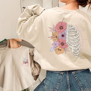 Rad Tech Floral Skeleton Sweatshirt, Radiology Skeleton Sweater, RAD Tech Tee,X-ray Tech Tee, ute Radiology Gifts,Radiology Graduation Gifts