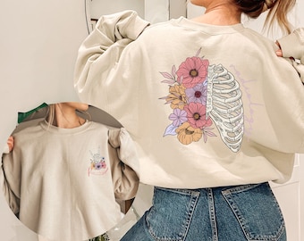 Rad Tech Floral Skeleton Sweatshirt, Radiology Skeleton Sweater, RAD Tech Tee,X-ray Tech Tee, ute Radiology Gifts,Radiology Graduation Gifts