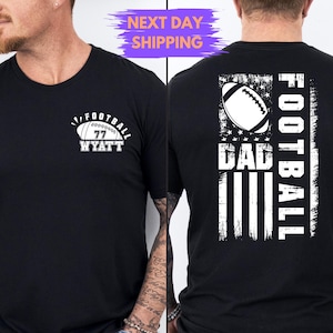 Personalized Football Dad Shirt, Game Day Shirt, American Flag Shirt, Football Team Shirt, Football Season Shirt, Sports Tee, Gifts For Dad