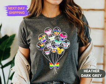 Mickey Balloons Rainbow T-shirt, Disney LGBT Rainbow Pride Month 2025 Tee