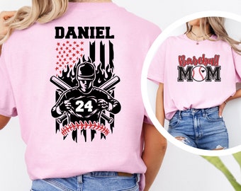 Custom Baseball Mom Shirt, Custom Name and Number Baseball Shirt, Baseball Mama Shirt, Sports Mom Shirt, Baseball Lover Shirt, Baseball mom