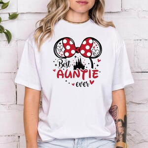 Camiseta "La mejor tía de Disney", camiseta de Minnie Mouse, camiseta para la futura tía imagen 8