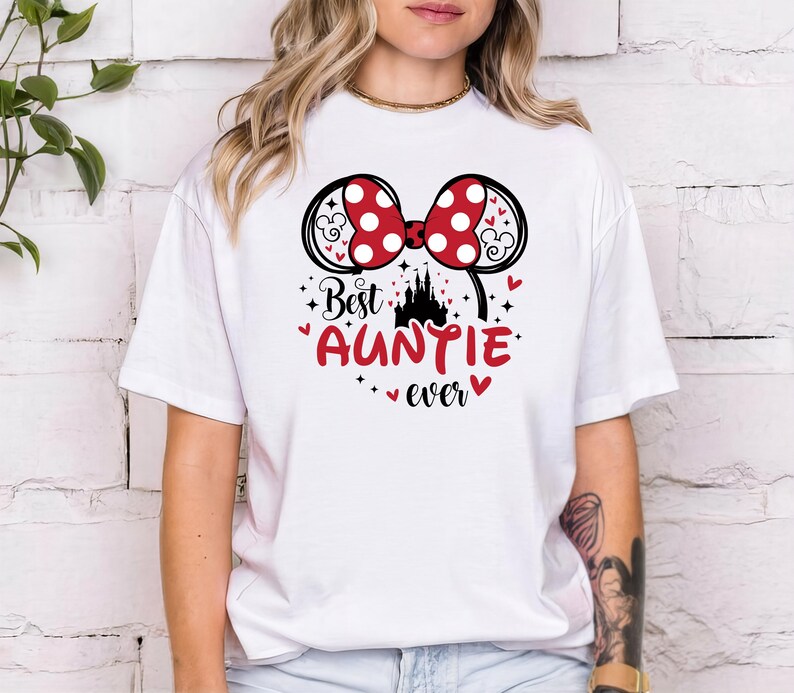 Camiseta "La mejor tía de Disney", camiseta de Minnie Mouse, camiseta para la futura tía imagen 8