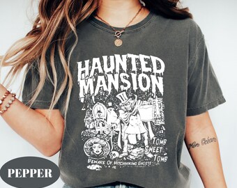 Comfort Colors® Retro The Haunted Mansion Shirt, Disney Spooky Season Shirt, Halloween Gothic Family Tee, Disney Family Tee, Retro Halloween