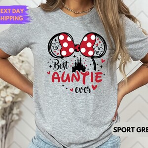 Camiseta "La mejor tía de Disney", camiseta de Minnie Mouse, camiseta para la futura tía imagen 7