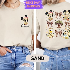 Mickey And Friends Leopard Coquette Bows Animal Kingdom Shirt, Disney Safari Mode Let&#39;s Get Wild Tee