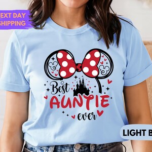 Camiseta "La mejor tía de Disney", camiseta de Minnie Mouse, camiseta para la futura tía imagen 6