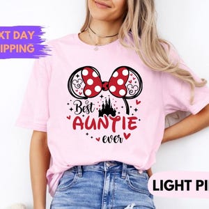 Camiseta "La mejor tía de Disney", camiseta de Minnie Mouse, camiseta para la futura tía imagen 2