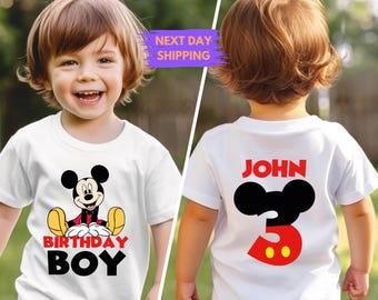 Camiseta personalizada de Mickey para cumpleaños de niño, camiseta de cumpleaños de Mickey Mouse, camiseta de segundo cumpleaños