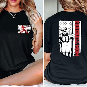 Custom Baseball Mom Shirt, Custom Name and Number Baseball Shirt, Baseball Mama Shirt, Sports Mom Shirt, Baseball Lover Shirt, Baseball mom