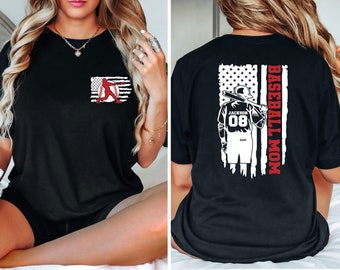 Custom Baseball Mom Shirt, Custom Name and Number Baseball Shirt, Baseball Mama Shirt, Sports Mom Shirt, Baseball Lover Shirt, Baseball mom