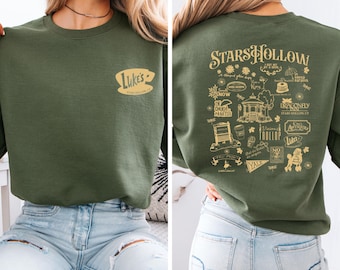 Stars Hollow Sweatshirt, Two-Sided Print Stars Hollow Crewneck, Unisex Adult Sweater, Luke’s Diner Inspired Hoodie