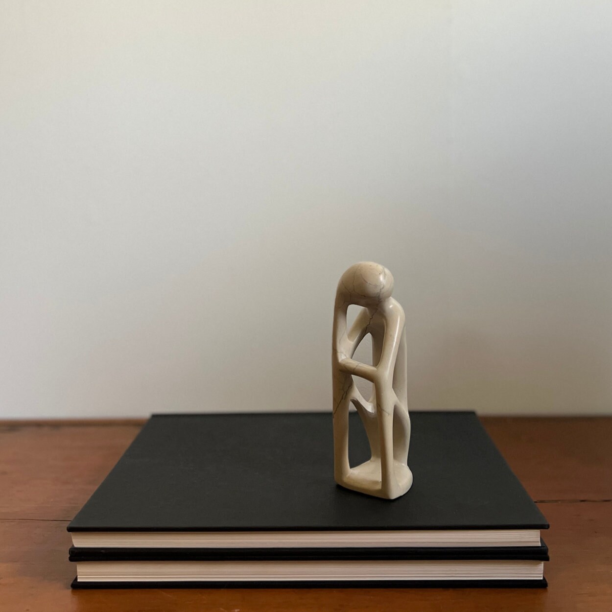 Vintage Hand Carved Soapstone thinker Statue Minimalist Modern Abstract