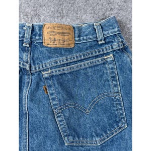 Vintage Levis Denim Maxi Skirt Womens 13 Medium Wash Orange Tab Made in USA 28w