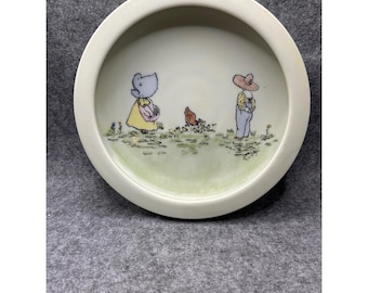 Vintage Sunbonnet Babies Porcelain Trinket Dish Germany Hand Painted 6.75 Inch