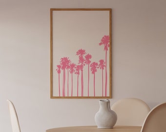 Coastal Palm Tree Pink Art Print | Instant Download | Surf Wall Art | Coastal Cowgirl Poster | Preppy Coastal Art