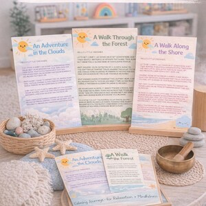 Children's Guided Meditation Printable Bundle | Mindfulness for Kids | Calm Down Corner | Bedtime Relaxation Script