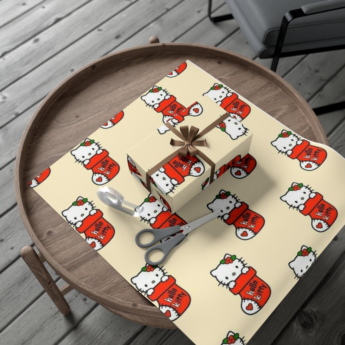 Hello Kitty Christmas Wrapping Paper Adorable Holiday Gift Etsy