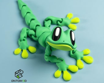 Gecko Magnet flexibel 3D-Druck | mit Felsen-Container | Kühlschrank Deko handgemacht, beweglich, Geschenkidee