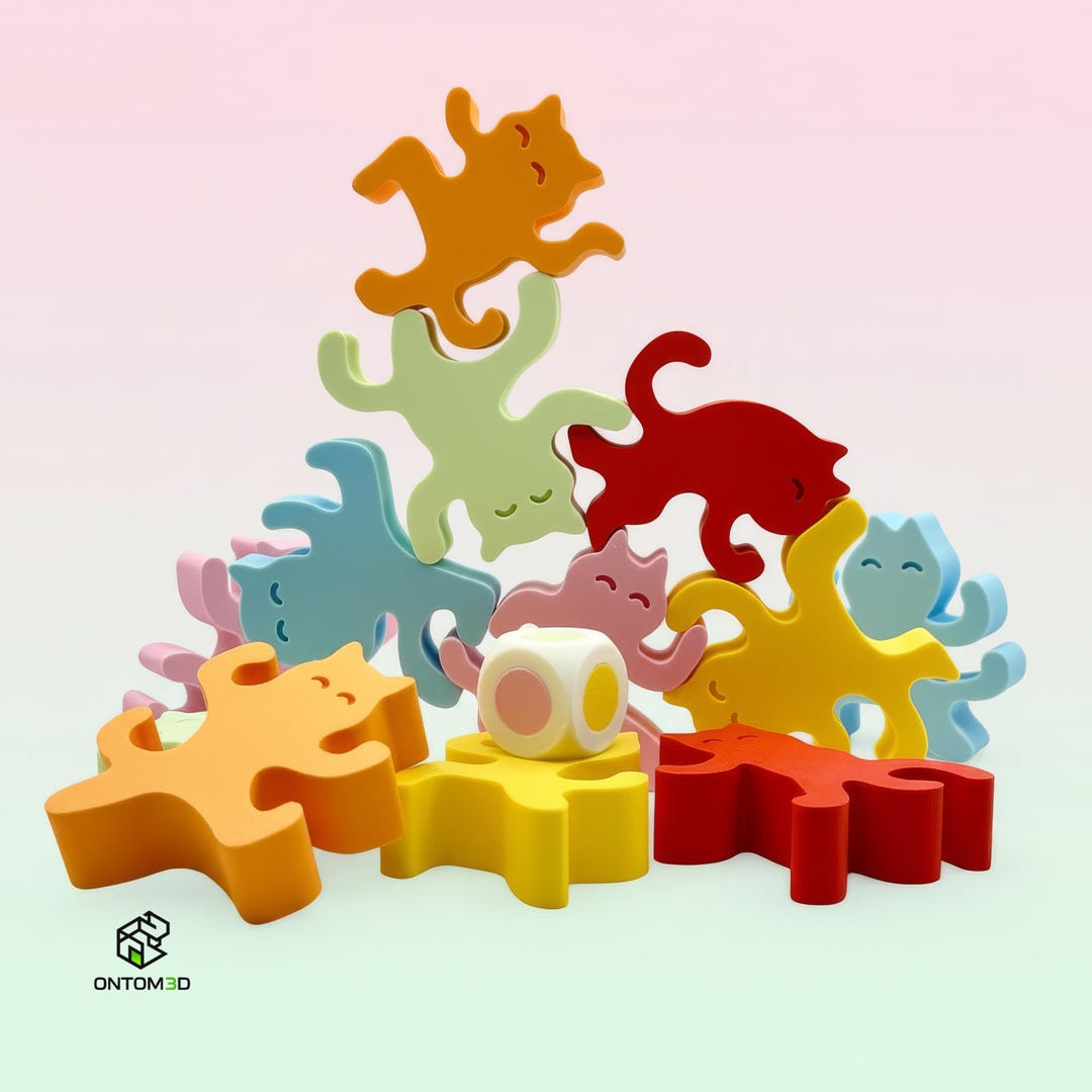 Cat Stacking Game – Ninja Balance Game for Ages 4 and Up, Handmade in ...