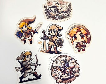 The Legend of Zelda Link Stickers | Waterproof Laptop Decals | Die Cut Art Glossy Decal Set