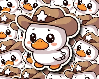 Sticker Kawaii cowboyeend: waterdichte vinyl laptopsticker