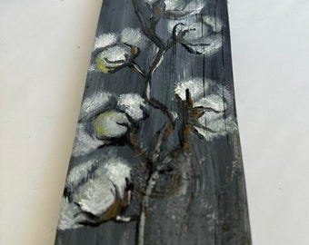 Cotton Flowers on Wood/ Canvas/ Floral Wall Decor gentle Colors Wall Art Romantic Gift Original oil Painting